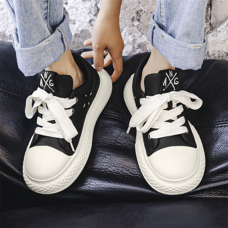 2024 neue Kippkopf-Großkopfschuhe dicke Sohle erhöhen alle Freizeitschuhe Mode Rundkopf-Sportschuhe_voghion.com