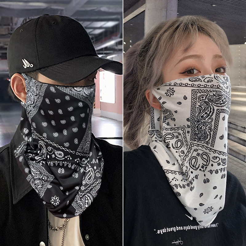 Ice Silk Sun Protection Mask for Women, Cycling Face Mask for Men, Summer Sunshade, Uv Protection, Neck Gaiter, Neck Scarf, Ear-Hanging Veil