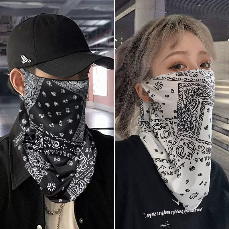 冰丝防晒面罩男女夏天遮阳防紫外线护颈围脖骑行面巾脖套挂耳面纱
