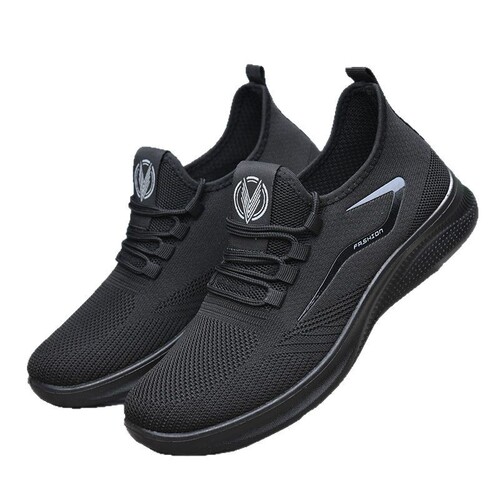 Spring and Autumn Single Strap Knitted Shoes, New Men's Large Size Casual Sports Shoes, Breathable and Odorless Running Shoes