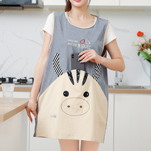 围裙成人厨房防油防污防水无袖高颜值油画口袋卡通罩衣工作服批发