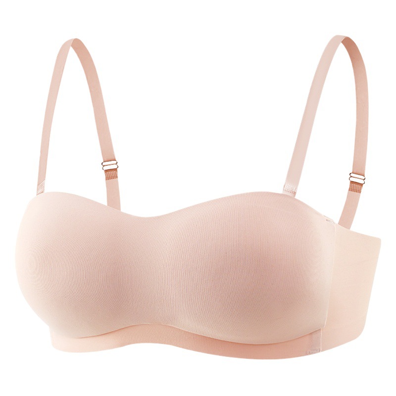 Top de tubo sin costuras para mujer, sujetador antideslizante sin tirantes, push-up de pecho pequeño, transpirable, fino, invisible, con correa para el pecho