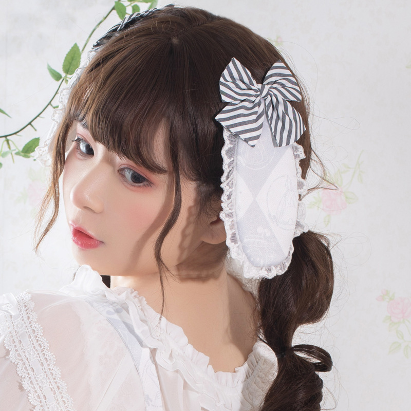 Lolita tocado KC japonés lindo encaje fino encaje diario Lolita arco clip de pelo banda