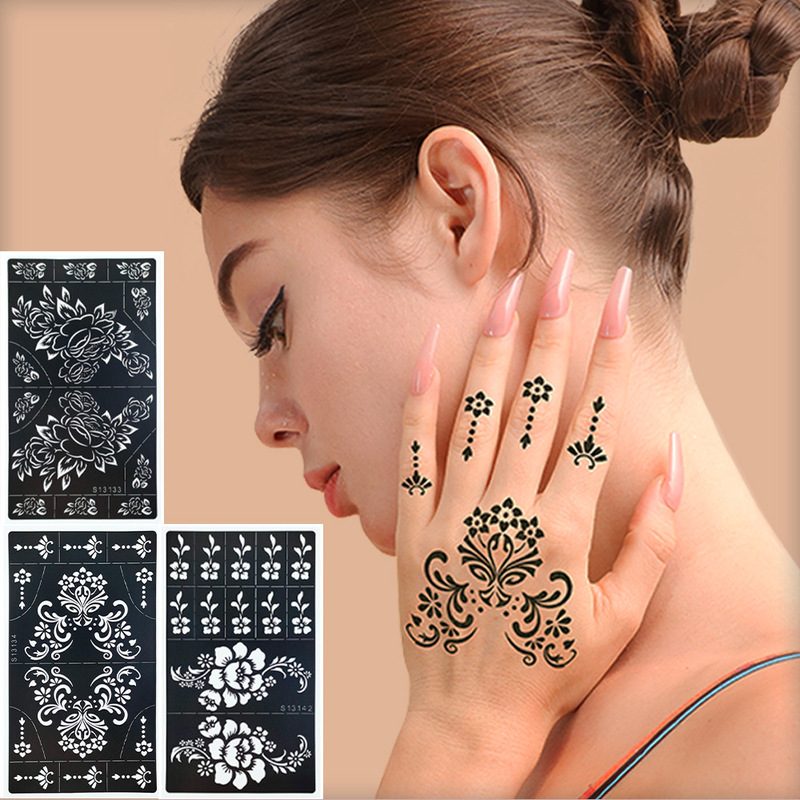 Cross-Border Henna Finger Tattoo Template Painting Cut Out Fine Small Pattern Middle Eastern Indian Tattoo Sticker Tattoo