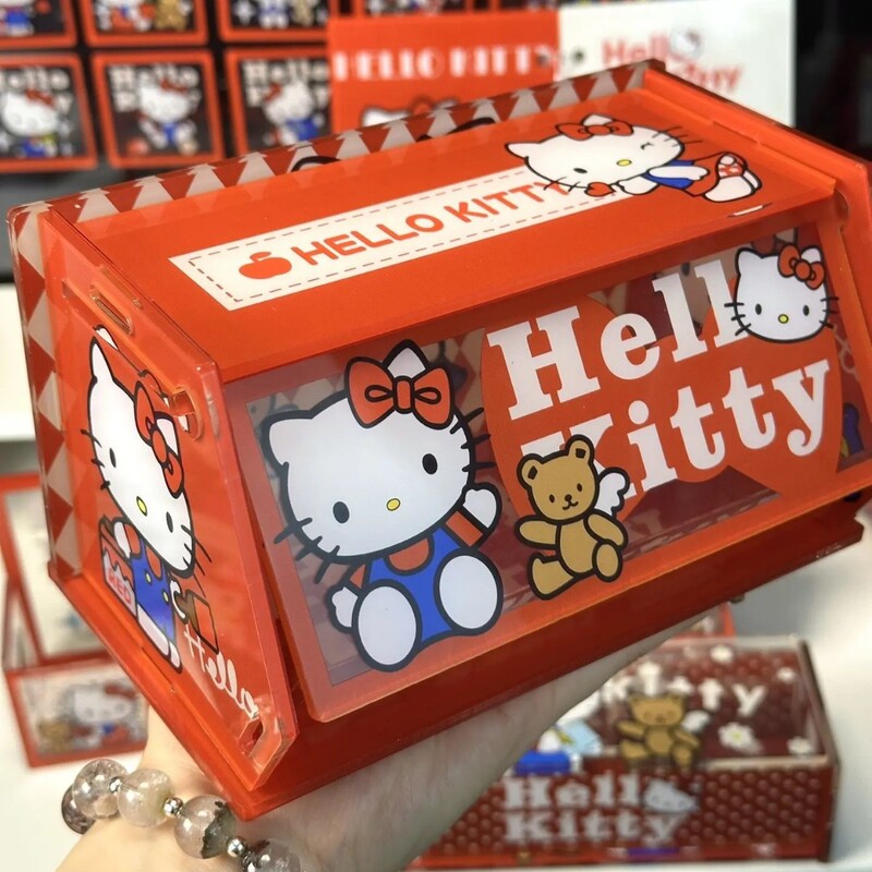 小紅書と同じかわいいハローキティ収納ボックスアクリル kt 猫キャンディボックスフリップトップデスクトップ収納ラック|undefined