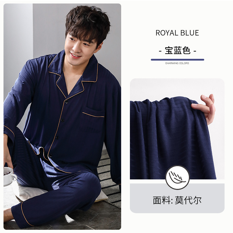 Pijamas hombres primavera y otoño 100% algodón de manga larga homewear verano Delgado aire acondicionado ropa suelta más traje de tamaño