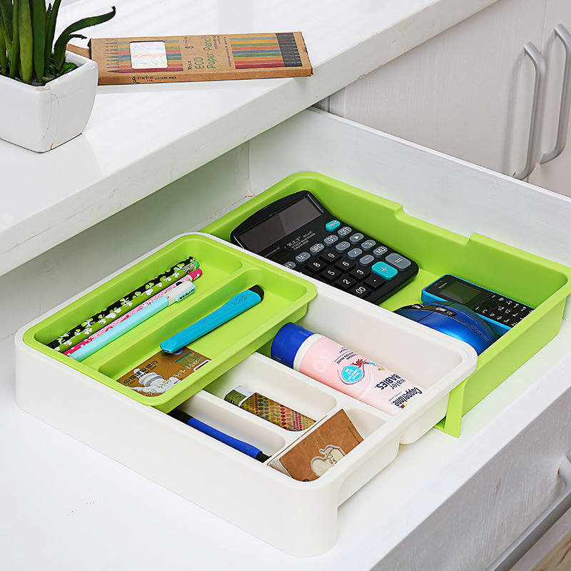 可伸缩厨房置物架餐具筷子抽屉整理收纳盒自由分隔分格塑料整理盒