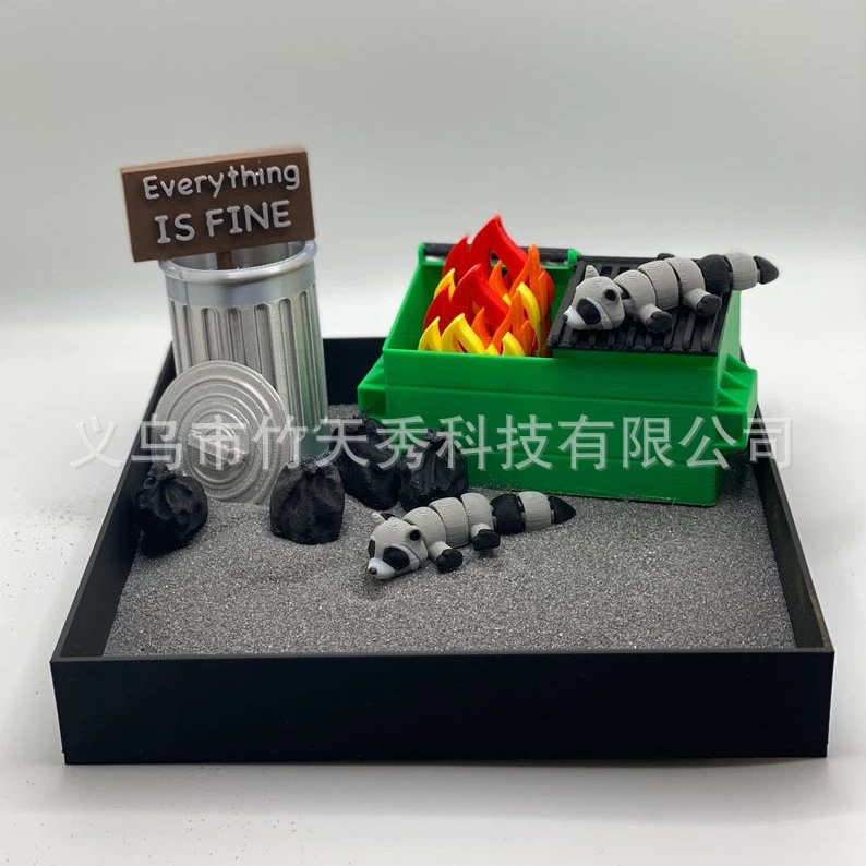 Кросс-бордерный Д Dumpster Fire Zen Garden снимает раздражительность и стресс Мусорное ведро Мини-украшение для стола