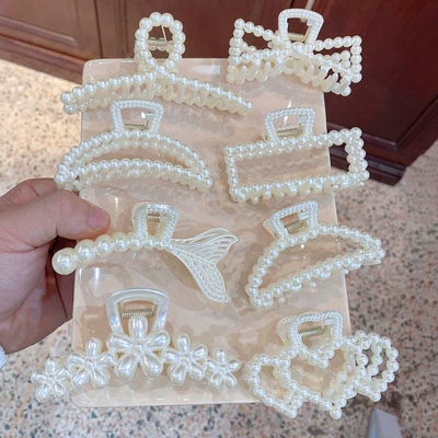 (Торговля через границу) большой crab pin жемчужина, модная заколка для волос, акула, стиль высокого качества, с маленькими мишками