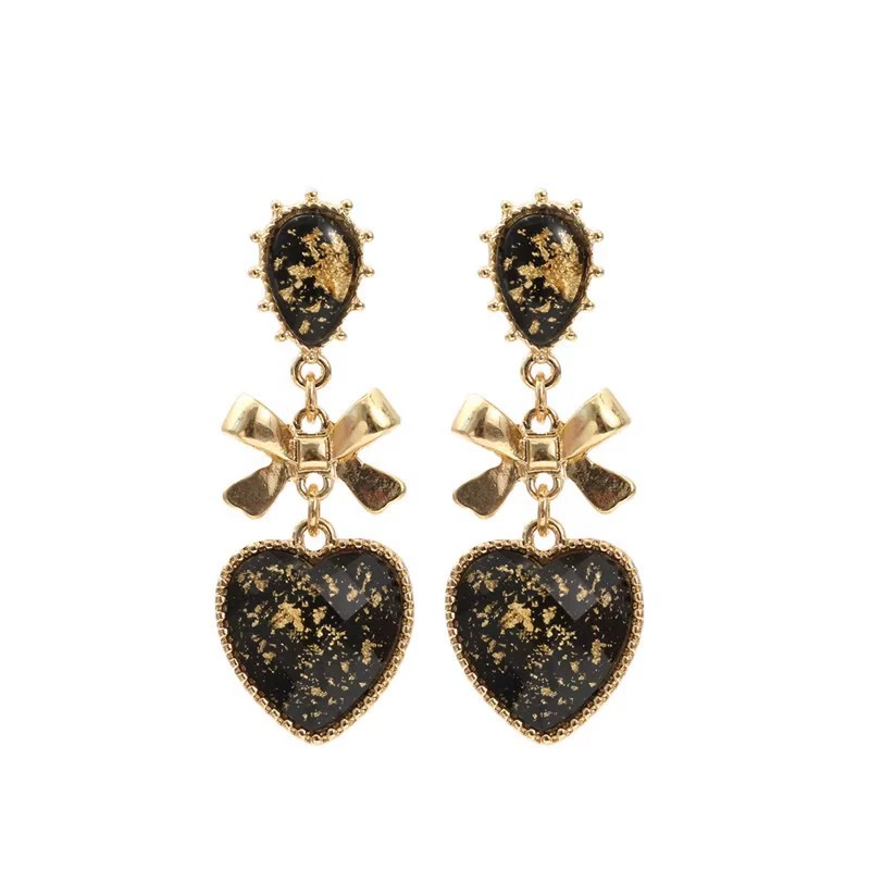 Retro cute earrings drop-shaped with bow