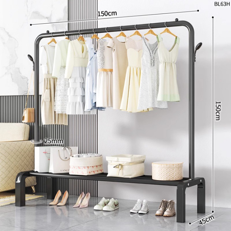 Dormitorio doméstico simple percha de ropa balcón percha de ropa varilla de secado de hierro forjado percha de secado de doble varilla piso vertical