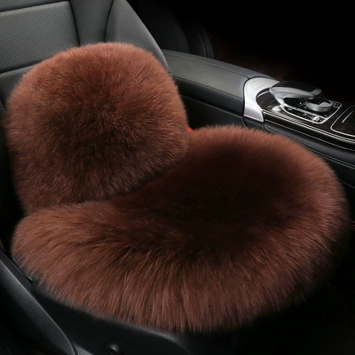 Wool pad, Cushion Plush Cushion Three-piece - wool-integrated-pad-square-cushion-lumbar-support-brown