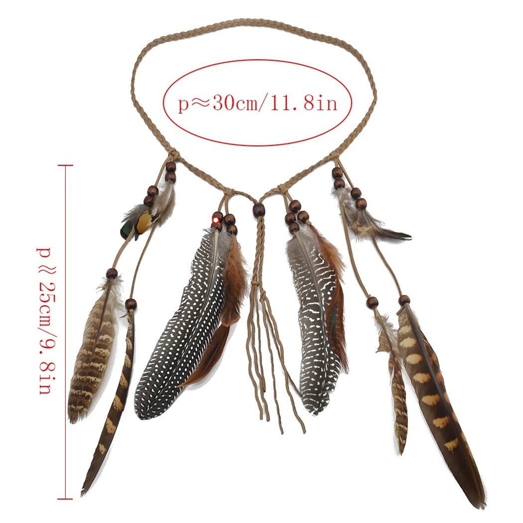 Bohemio estilo étnico banda de pelo indio tribu pluma tocado atracciones turísticas Venta caliente accesorios especiales para el cabello al por mayor