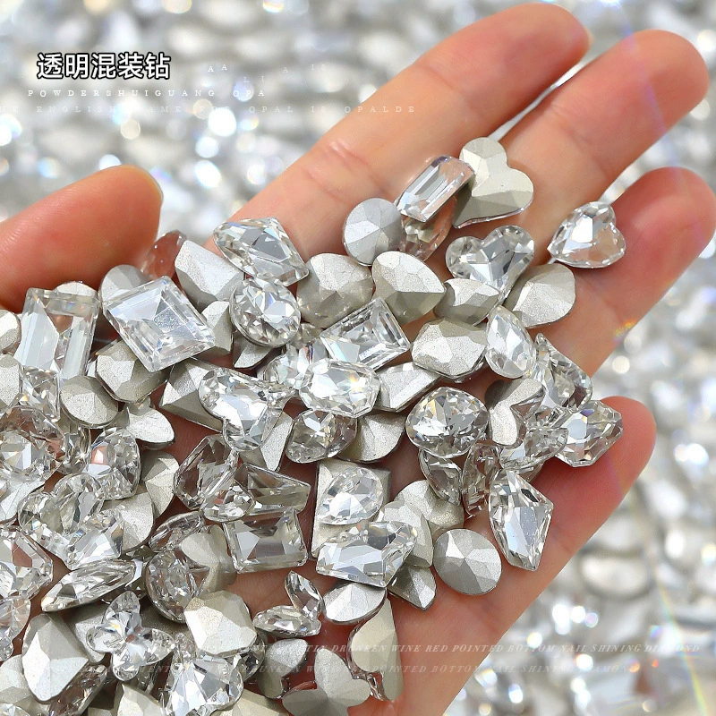 Прозрачный белый маникюрный бриллиант смешанный сверкающий мини-большой маленький смешанный орнамент