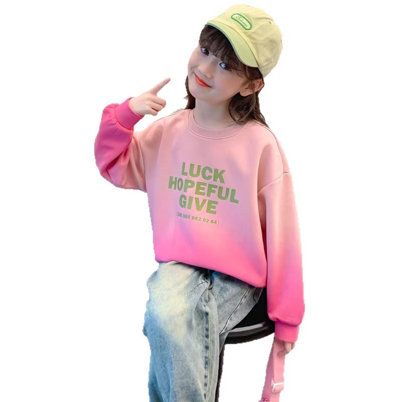 【俏妮卡】秋季扎染上衣春秋新款卫衣儿童洋气衣服秋装宽松上衣服|undefined