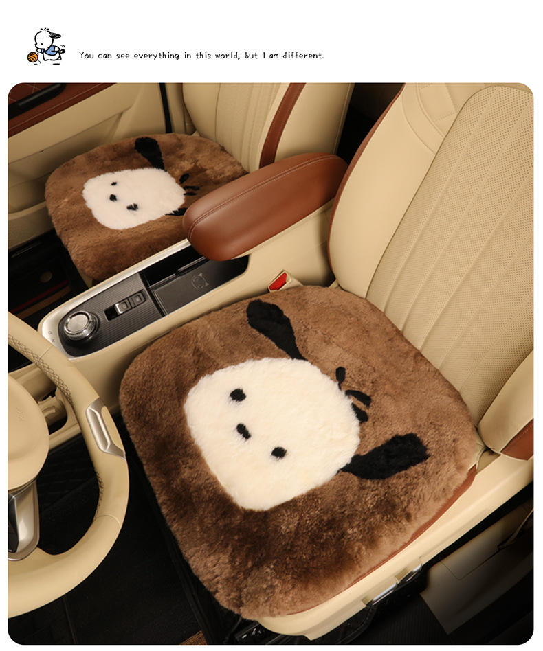 Pure wool car cushion single piece winter fur integrated three-piece car cushion warm plush seat cushion rear row strip