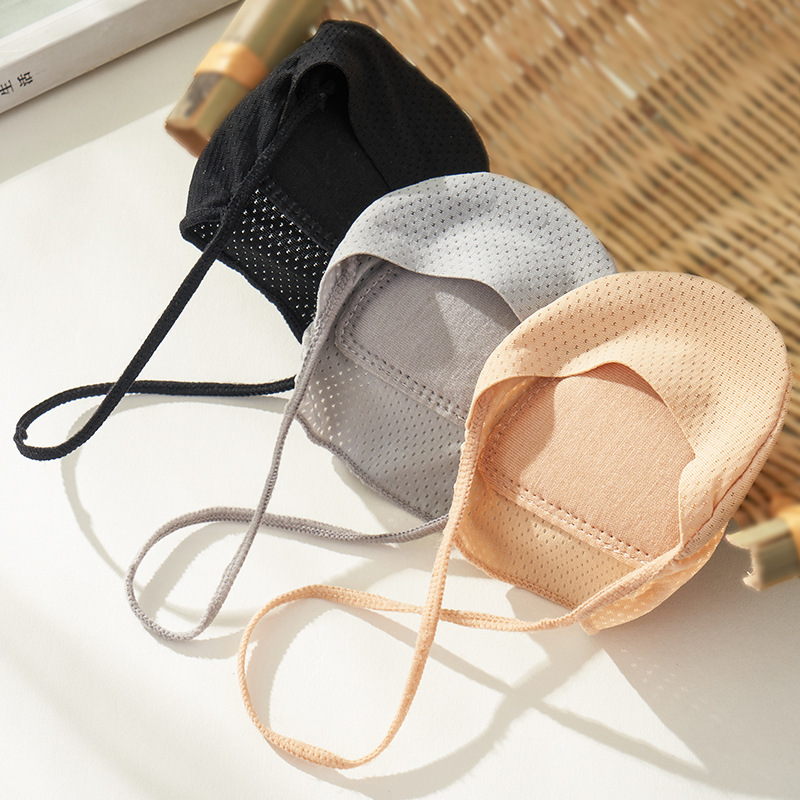 Sling invisible socks women's summer thin shallow mouth ice silk mesh cotton pad front half palm high heel shoes sandals boat Socks