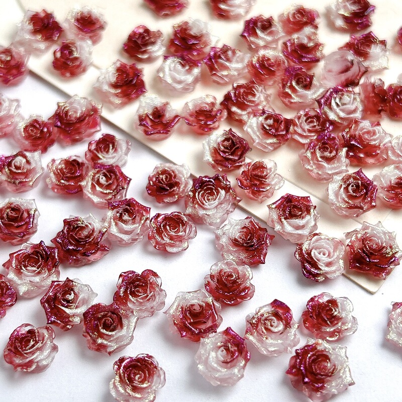 Thorn Rose Soft Glue Flower Retro Gradient Wine Red Rose DIY Handmade Jewelry Beaded Manicure Mobile Phone Case Material