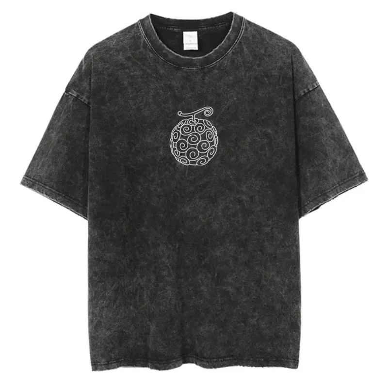 Cross-Border European Size Pure Cotton Devil Fruit One Piece Luffy Men's and Women's Same Style Anime Retro Short-Sleeved T-Shirt Summer Cross-Border European Size Pure Cotton Devil Fruit One Piece Luffy Men's and Women's Same Style Anime Retro Short-Sleeved T-Shirt Summer