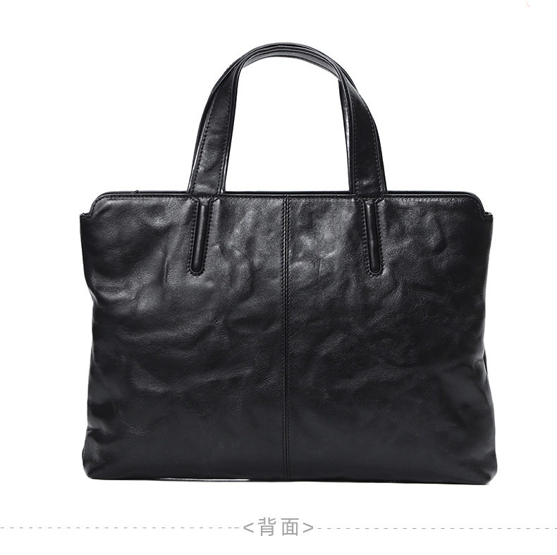 Túi xách tay nam da bò thật 37×7×26 cm kiểu công sở có quai đeo chéo — Màu đen chi tiết 13