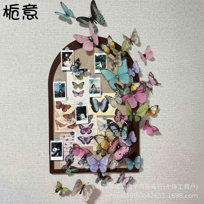 栀意彩色立体仿真PVC蝴蝶花束毛毡玄关手工diy墙壁装饰品花艺配饰