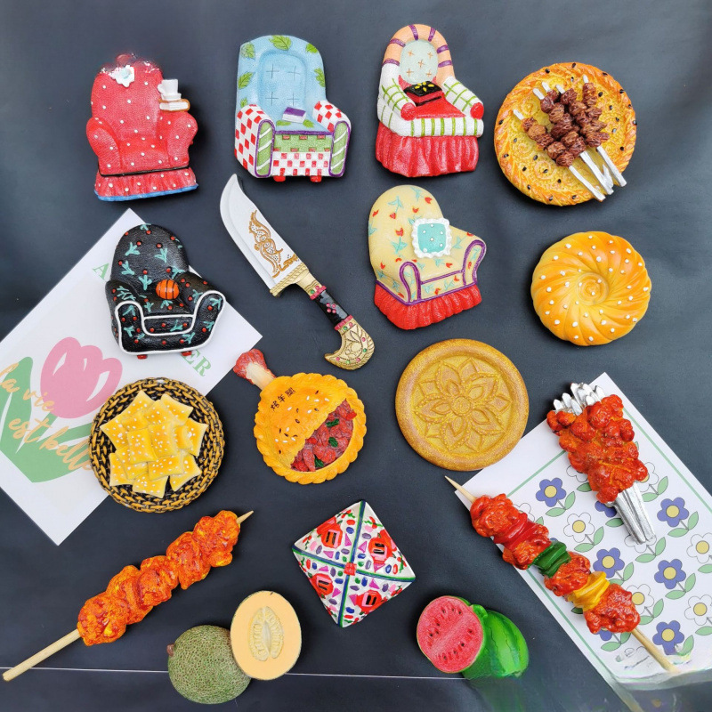 Manufacturer Wholesale Xinjiang Characteristic Ethnic Three-Dimensional Refrigerator Magnets Simulated Magnetic Stickers Travel Souvenirs Resin Refrigerator Magnets
