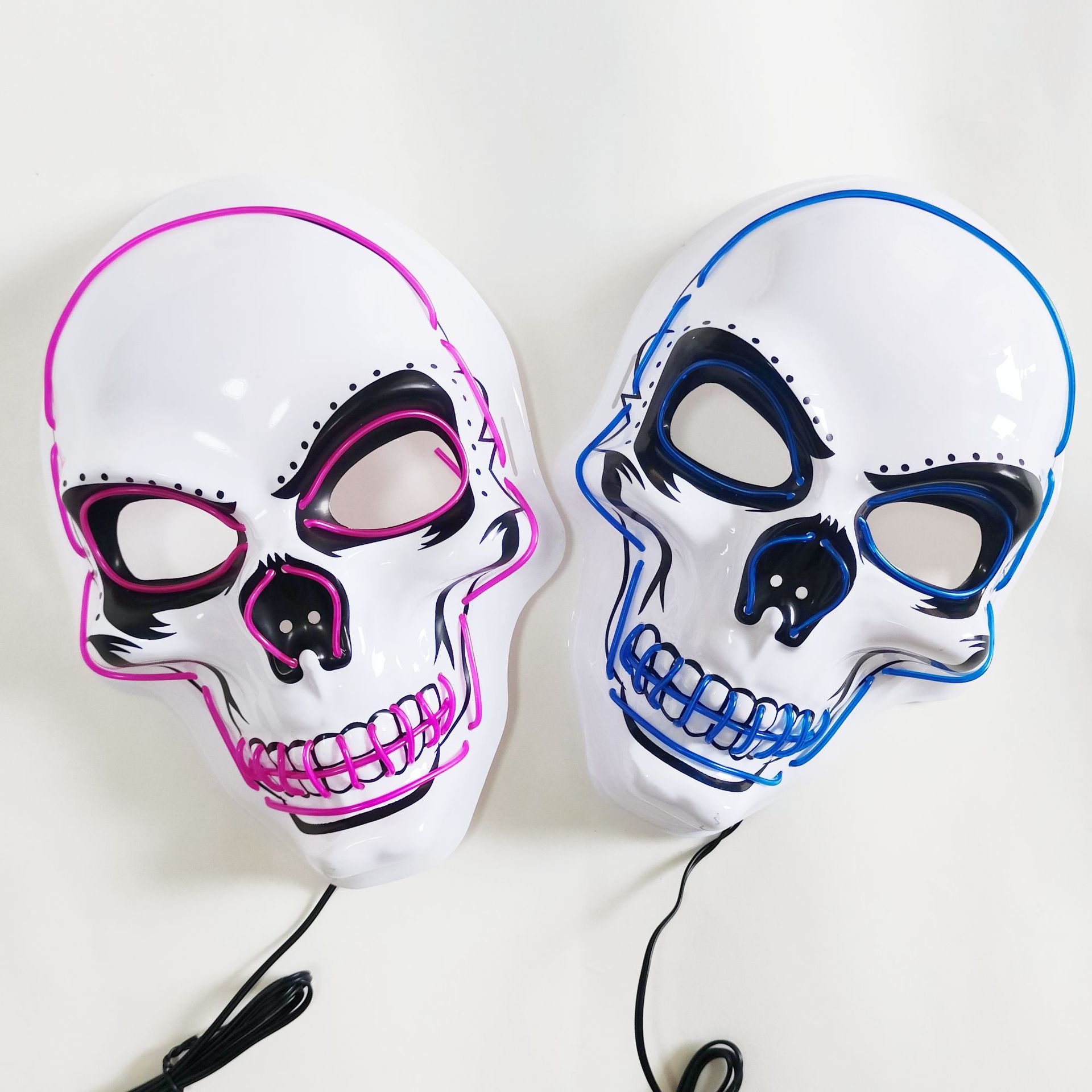 Halloween máscara de luz fría de PVC cráneo blanco máscara luminosa de fantasmas de terror