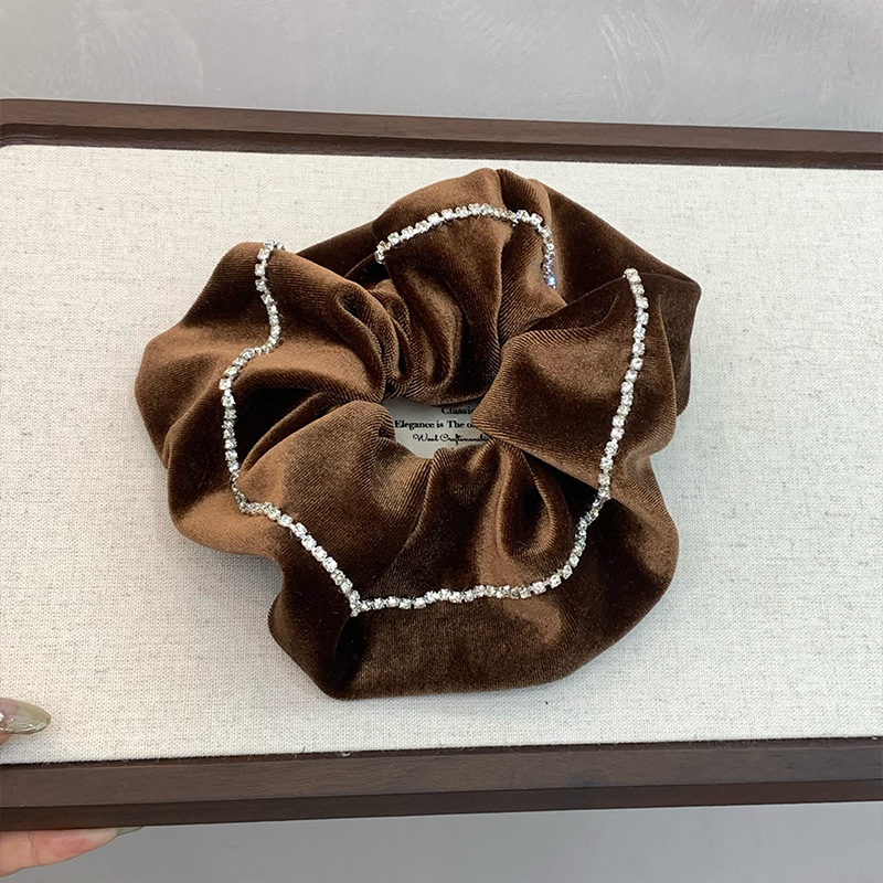 Sentido de alta calidad con taladro de terciopelo importado anillo de pelo de intestino grueso anillo de pelo de cabello cuerda de cabeza de mujer tocado negro adornamiento de pelo