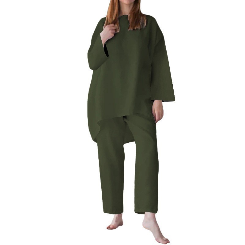 Women's Trendy Solid Color Matching Set Loose Oversized Style Casual Fashion Two‑Piece Outfits_ecoleips.com