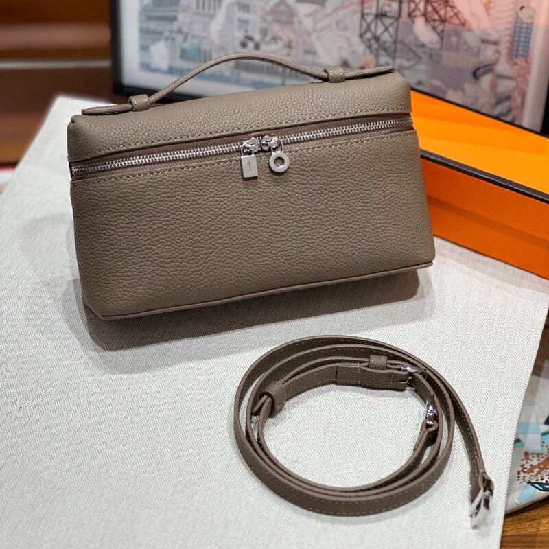 Lp Portable Lunch Box Bag, First-Layer Cowhide Leather, High-End Feel, Box-Shaped Single-Shoulder Makeup Bag, Genuine Leather Crossbody Bag for Women, Popular on Live Streaming