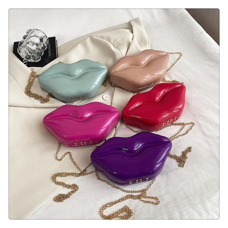 300g Weight Magnetic Buckle Closure Type Women's Small Pvc Lips Streetwear Square Magnetic Buckle Shoulder Bag Crossbody Bag