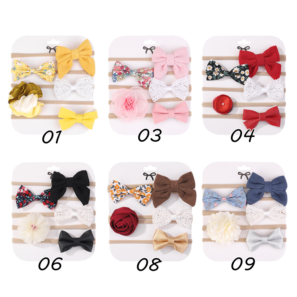 Cute Plaid Flower Bow Knot Cloth Lace Hair Band display picture 1
