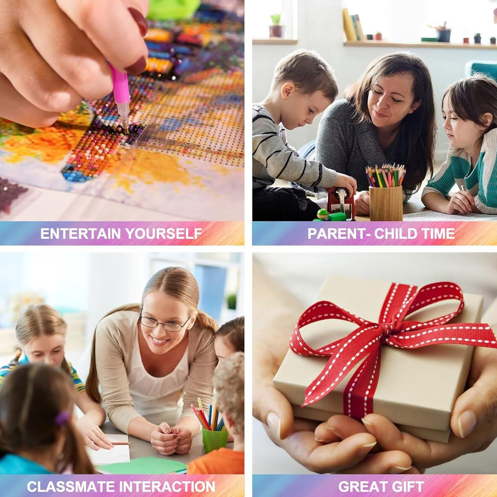 Transfronterizo Van Gogh Starry Sky Meow Pintura de diamantes Dibujos animados creativos Diy Niños Pegatinas hechas a mano Pintura decorativa de diamantes al por mayor