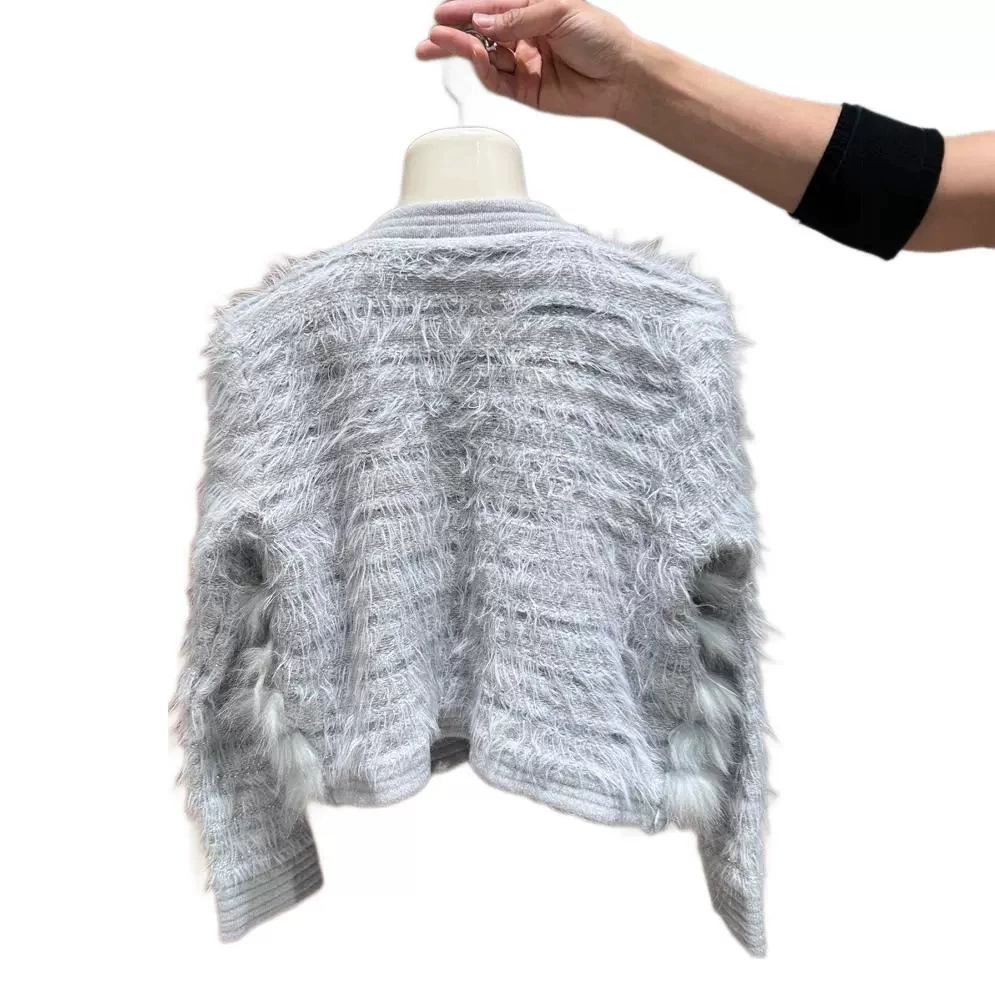 Cardigan with a round collar, short sweater, jacket