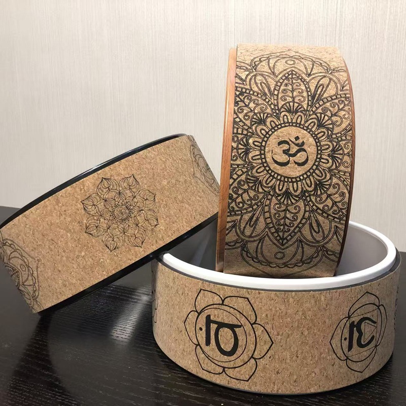 Cork Yoga Wheel, Backbend Equipment, Lower Back Support Tool, Pregnancy Yoga Circle, Parent-Child Yoga Circle, Pilates Circle, Stretching Wood Grain Pattern