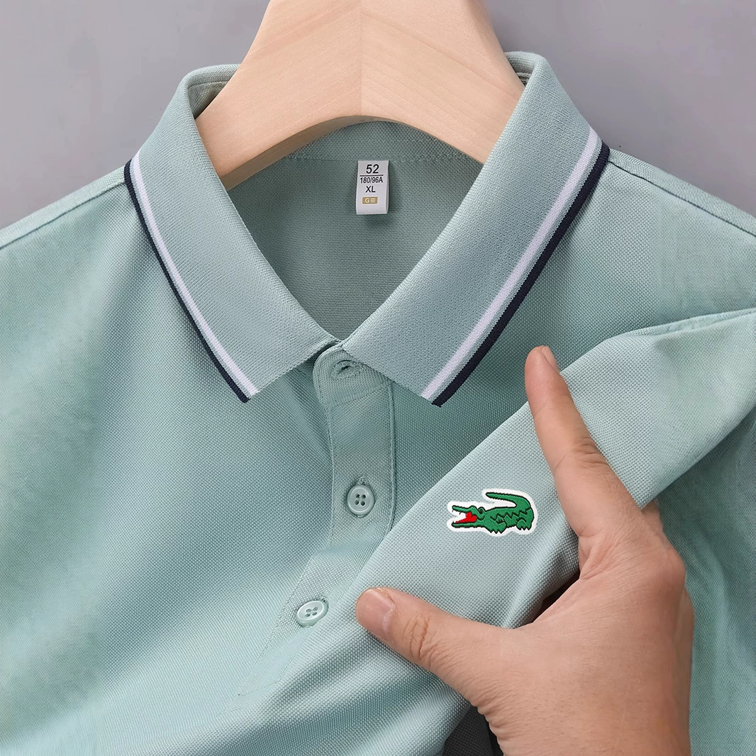 Летняя трансграничная амазонка для бизнеса повседневная мужская рубашка POLOO с короткими рукавами вышитой логотипом с принтом рекламной рубашки