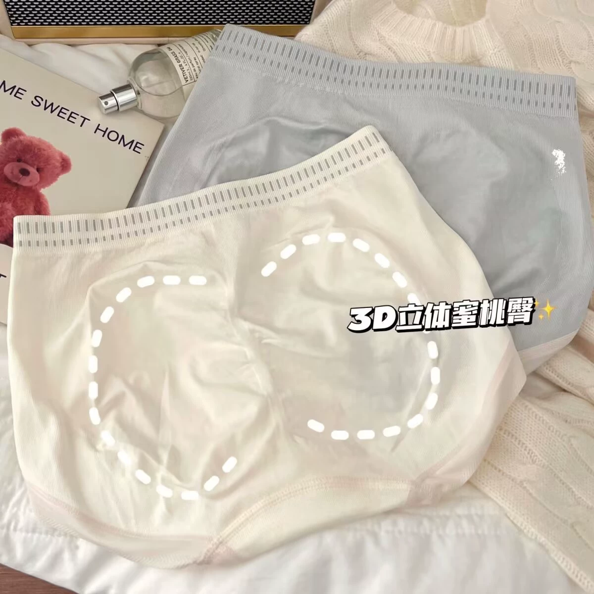Japanese cotton pants, breathable sexy comfortable underwear for hips shape correction, mid rise