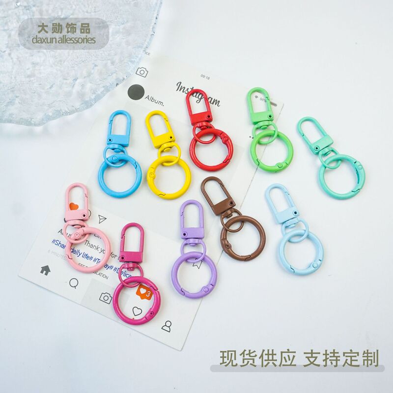 Macaron-Colored Spring Clasp Door Latch Combination Small Pendant Colorful Spring Ring Buckle DIY Jewelry Accessory Macaron-Colored Spring Clasp Door Latch Combination Small Pendant Colorful Spring Ring Buckle DIY Jewelry Accessory