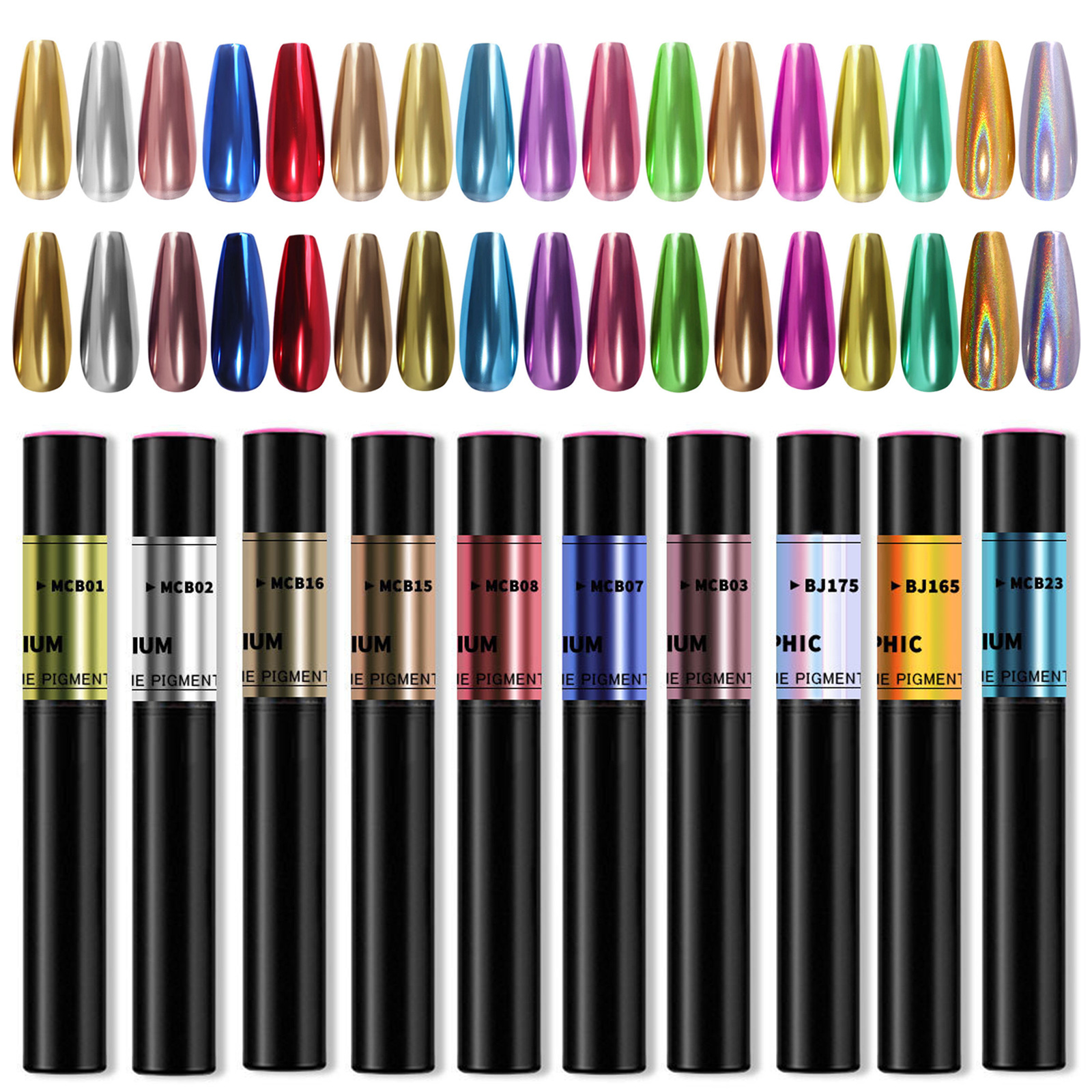 Cojín de aire transfronterizo de uñas pluma mágica espejo de polvo no flotante pluma mágica polvo de oro de titanio sólido cojín de aire polvo de espejo mágico al por mayor