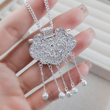 足银999天子门生长命锁纯银项链女新中式平安锁龙凤银锁吊坠礼物