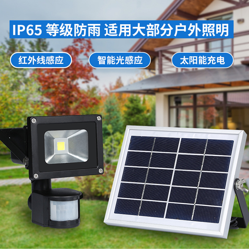 太陽(yáng)能PRI紅外線人體感應(yīng)戶外鄉(xiāng)村道路庭院壁燈大功率LED投光燈