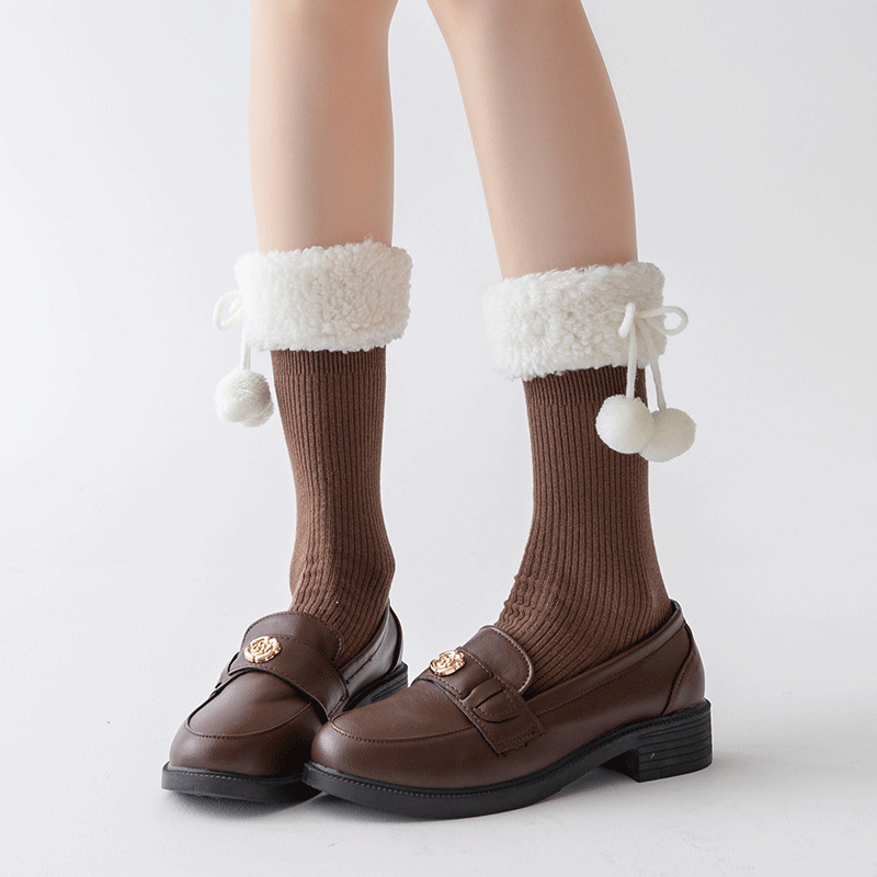 Calcetines de mujer otoño y invierno nuevos productos de cordero calcetines de cachemira japonesas jk lindas calcetines calientes de color sólido Lolita