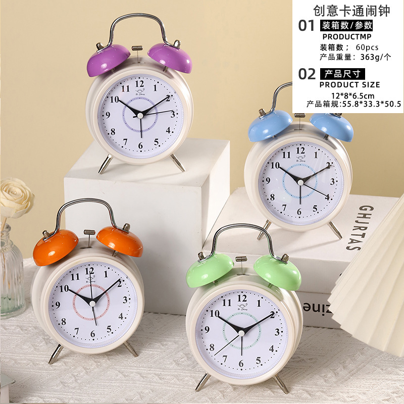 Reloj Despertador Retro – Campana Grande con Luz Nocturna y Diseño Silencioso