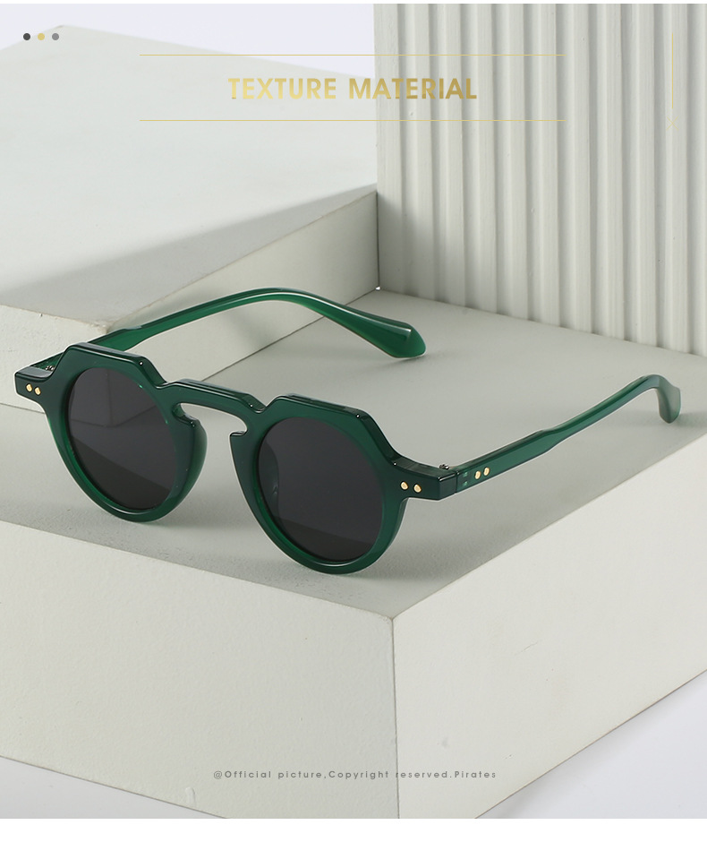 Full Frame Glasses Structure Retro Sweet Solid Color PC UV400 Protection Round Frame Full Frame Men's Sunglasses