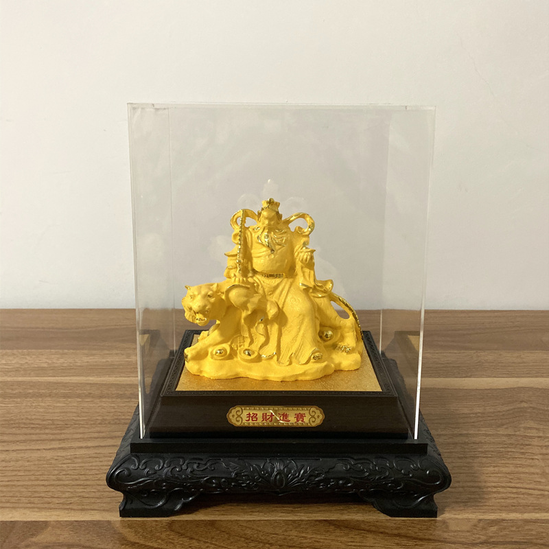 Rongsha Golden Tiger Zhao Gongming Statue, Wu Caishen, Lucky and Treasure Office Chinese-style Buddha Statue Ornament Crafts