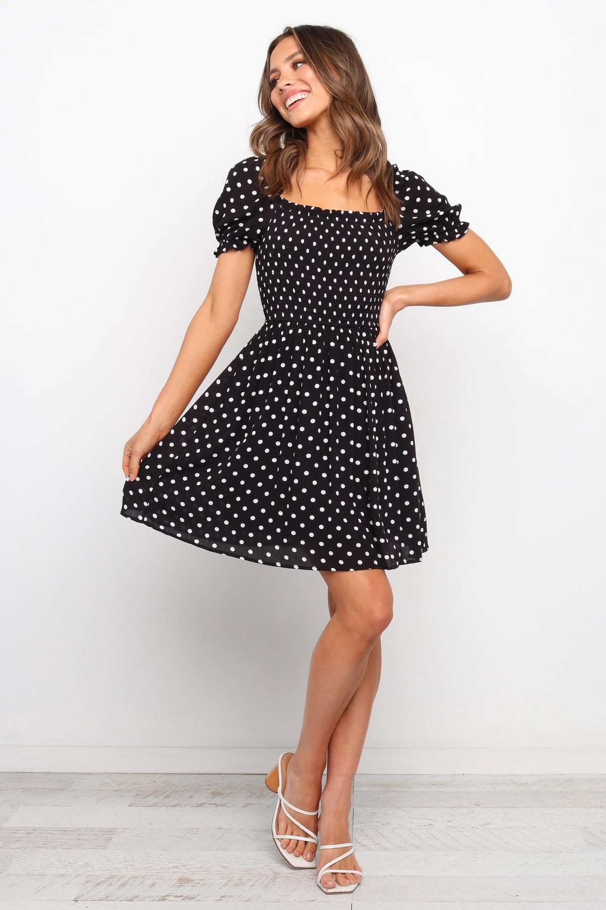 spring new short sleeve printed dress NSAXE43927