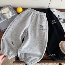 木野儿童加绒卫裤冬季新品童装男童韩版百搭加厚休闲裤保暖长裤潮