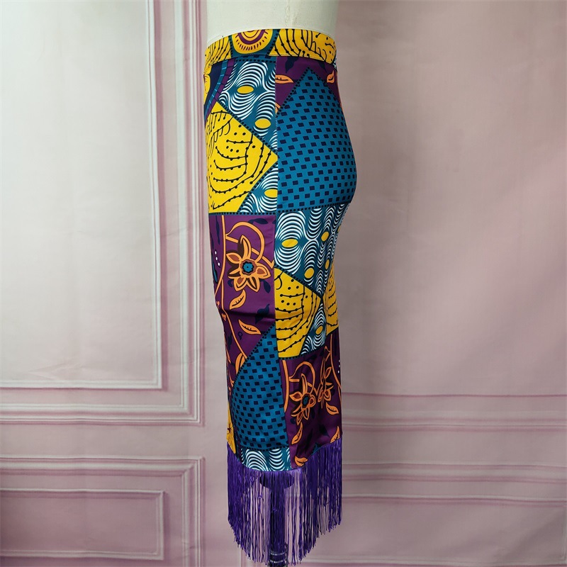 Frauen Kleidung A86917 hohe taille gedruckt spleißen quaste hüfte rock plus größe frauen party rock rock_voghion.com