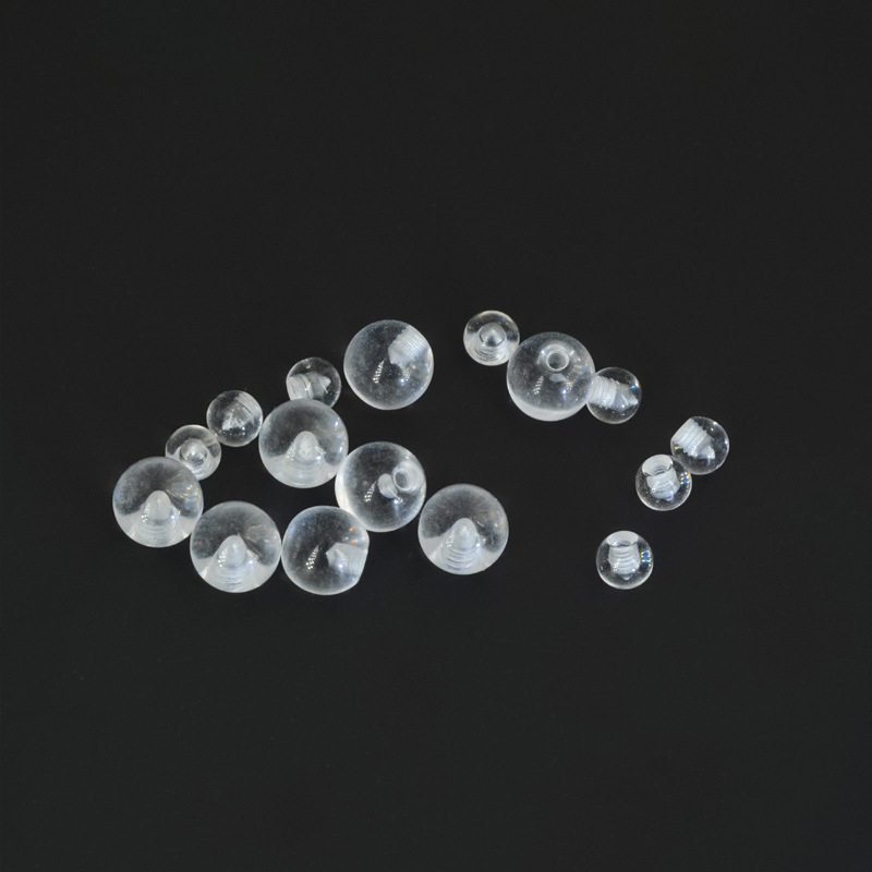 Piercing per orecchio, osso, labbro o lingua, trasparente, invisibile, in acrilico, con sfera di ricambio e filettatura esterna, da 3-8 mm._voghion.com