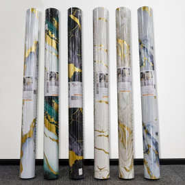 外贸定制鎏金大理石自粘墙贴防水防潮家用电视背景墙家居装饰贴饰